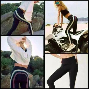 Free People Movement Run Racer Stripe Sporty Athleisure High Rise Leggings S